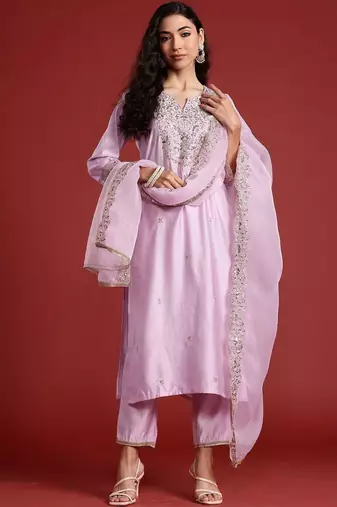 Women Ethnic Motifs Embroidered Regular Liva Kurta with Trousers & Dupatta