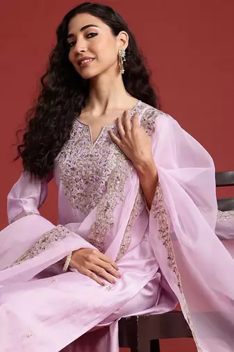Women Ethnic Motifs Embroidered Regular Liva Kurta with Trousers & Dupatta