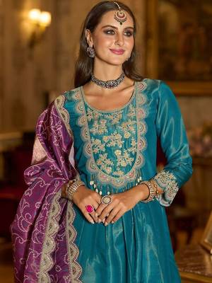 Women Ethnic Motifs Embroidered Regular A-Line Kurta with Trousers & Dupatta 2