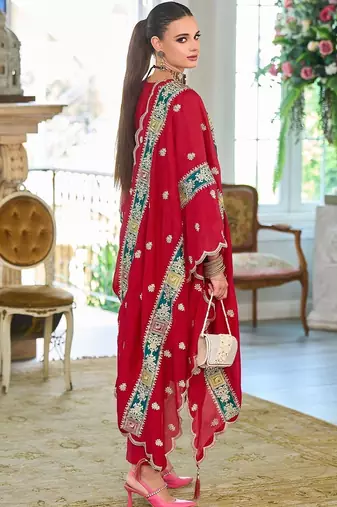 Ethnic Motifs Embroidered Sequinned Kurta with Trousers & With Dupatta