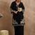 Floral Embroidered V-Neck Thread Work Straight Kurta & Palazzos