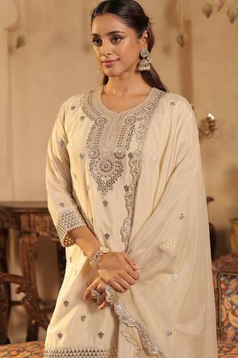 Women Ethnic Motifs Printed Kurta with Palazzo & Dupatta