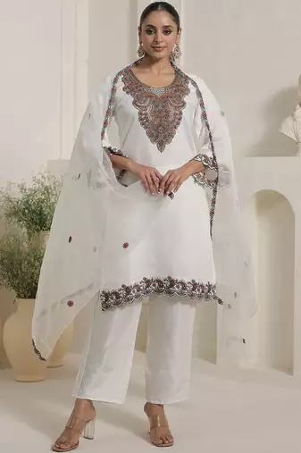 Women Ethnic Motifs Embroidered Kurta with Trousers & Dupatta