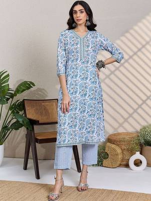Women Ethnic Motifs Printed Pure Cotton Kurta with Trousers & Dupatta 2