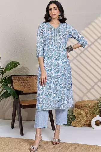 Women Ethnic Motifs Printed Pure Cotton Kurta with Trousers & Dupatta