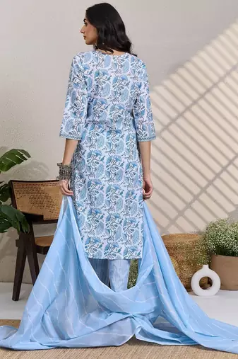 Women Ethnic Motifs Printed Pure Cotton Kurta with Trousers & Dupatta