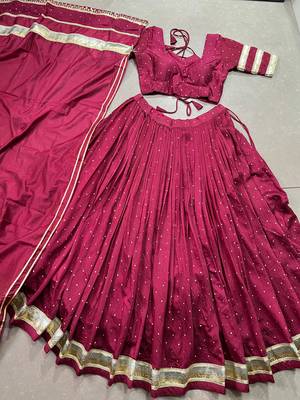 maroon chanderi fine zari weaving lace finish lehenga set 5