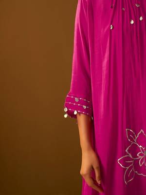 Floral Printed A-Line Mirror Work Kurta With Trouser 2