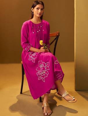Floral Printed A-Line Mirror Work Kurta With Trouser 5