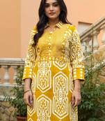 Geometric Printed Pure Cotton Straight Kurta With Trousers