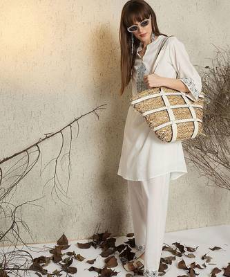 Women Ethnic Motifs Embroidered Pure Cotton Kurta with Trouser 5