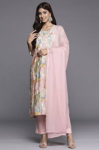 Women Floral Embroidered Kurta with Palazzos & Dupatta