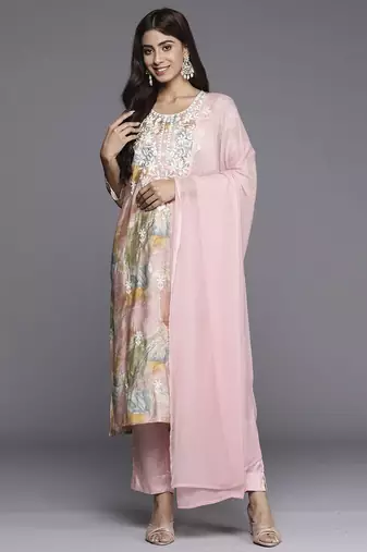 Women Floral Embroidered Kurta with Palazzos & Dupatta