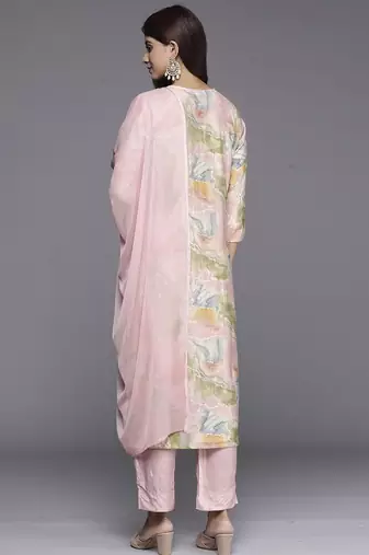 Women Floral Embroidered Kurta with Palazzos & Dupatta