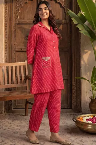 Women Ethnic Motifs Printed Regular Gotta Patti A-Line Kurta with Trousers