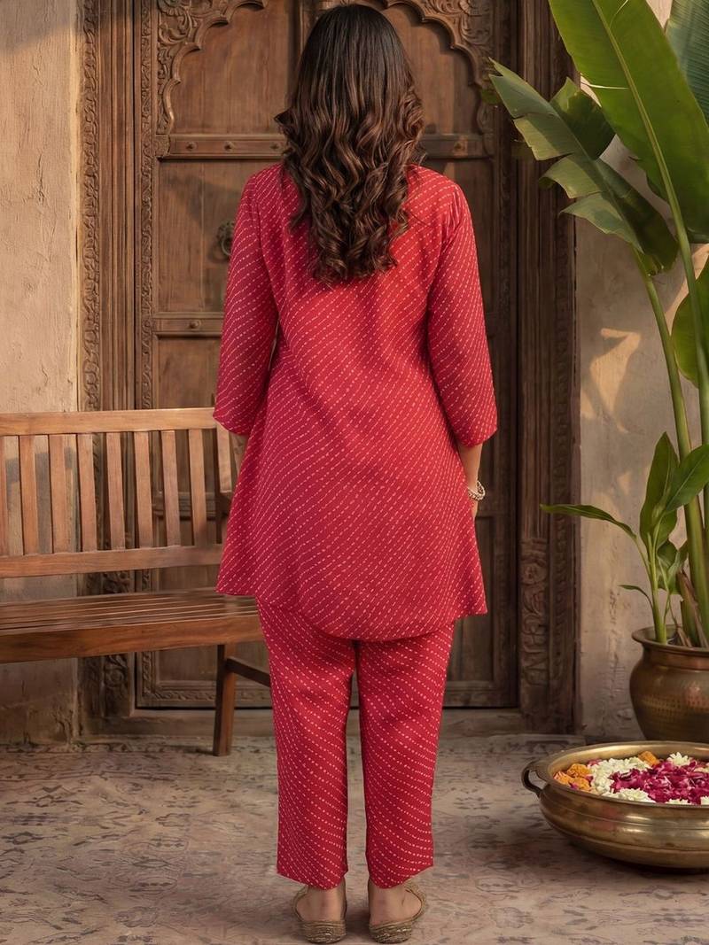 Women Ethnic Motifs Printed Regular Gotta Patti A-Line Kurta with Trousers