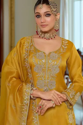 Women Ethnic Motifs Embroidered Regular Thread Work Kurta with Sharara & With Dupatta