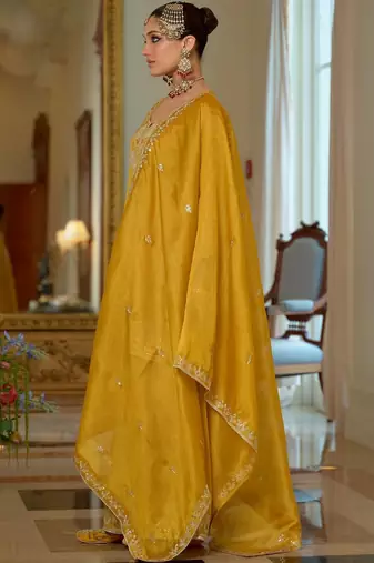 Women Ethnic Motifs Embroidered Regular Thread Work Kurta with Sharara & With Dupatta