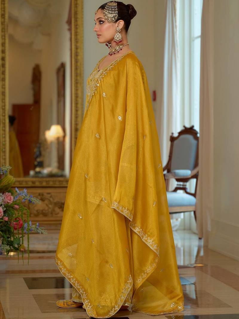 Women Ethnic Motifs Embroidered Regular Thread Work Kurta with Sharara & With Dupatta