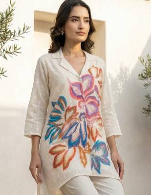 Women Floral Printed Regular Pure Cotton Kurta with Trousers 1