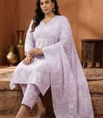 Plus Size Regular Patchwork Pure Cotton Kurta with Trousers & Dupatta
