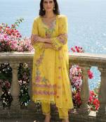 Women Floral Embroidered Regular Thread Work Pure Cotton Kurta with Trousers & With Dupatta
