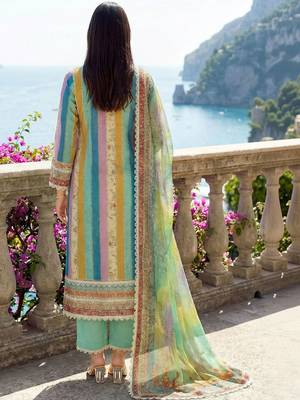 Women Printed Regular Thread Work Kurta with Trousers & With Dupatta 6