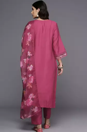Women Floral Embroidered Regular Thread Work Kurta with Trousers & With Dupatta