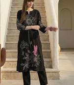 Women Floral Embroidered Regular Thread Work  Cotton Kurta with Trousers