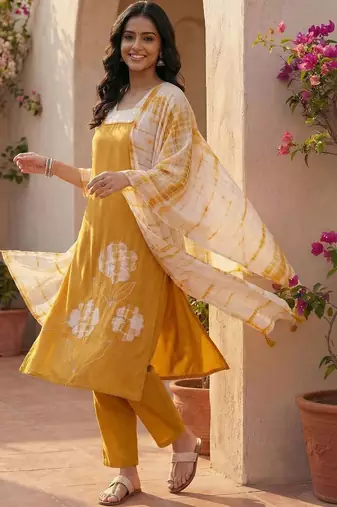 Women Floral Printed Regular Kurta with Trousers & With Dupatta
