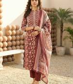 Women Floral Printed Regular Gotta Patti Pure Cotton Kurta with Trousers & With Dupatta
