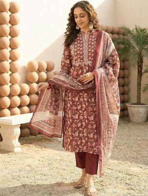 Women Floral Printed Regular Gotta Patti Pure Cotton Kurta with Trousers & With Dupatta 2