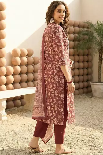 Women Floral Printed Regular Gotta Patti Pure Cotton Kurta with Trousers & With Dupatta