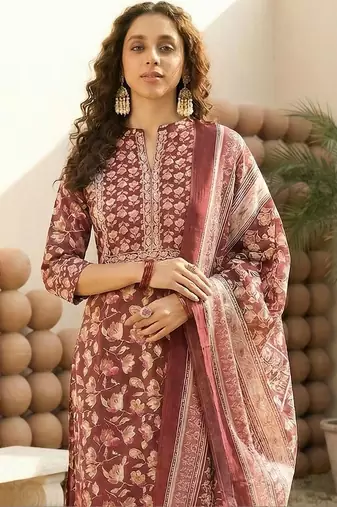 Women Floral Printed Regular Gotta Patti Pure Cotton Kurta with Trousers & With Dupatta