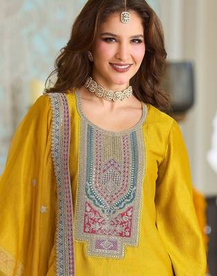 Women Ethnic Motifs Embroidered Regular Kurta with Trousers & Dupatta 2