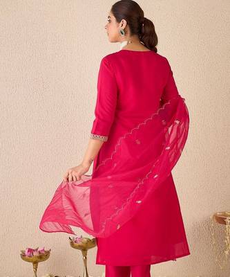 Women Ethnic Motifs Embroidered Regular Gotta Patti Kurta with Trousers & With Dupatta 4