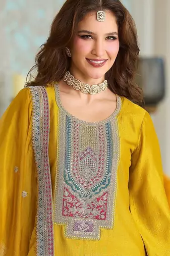 Women Ethnic Motifs Embroidered Regular Thread Work Kurta with Trousers & With Dupatta