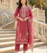 Women Floral Embroidered Regular Thread Work Kurta with Trousers & With Dupatta