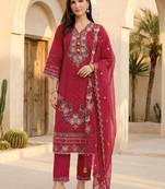 Women Floral Embroidered Regular Thread Work Kurta with Trousers & With Dupatta