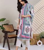 Women Floral Printed Regular  Cotton Kurta with Trousers & With Dupatta