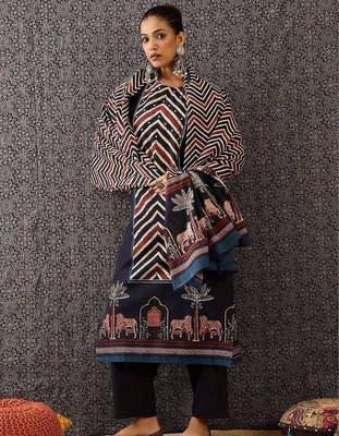 Women Ethnic Motifs Printed Regular  Cotton Kurta with Trousers & With Dupatta 1