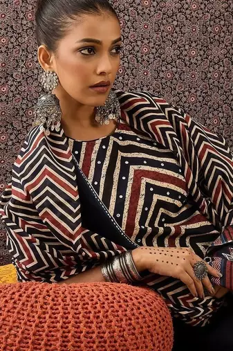 Women Ethnic Motifs Printed Regular Pure Cotton Kurta with Trousers & With Dupatta