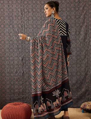 Women Ethnic Motifs Printed Regular  Cotton Kurta with Trousers & With Dupatta 6