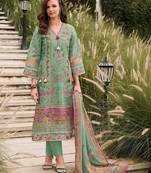 Women Floral Printed Regular Linen Kurta with Trousers & With Dupatta