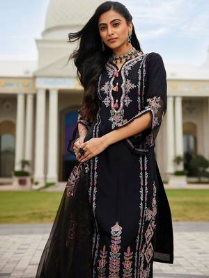 Women Ethnic Motifs Embroidered Regular Thread Work Kurta with Trousers & With Dupatta 4