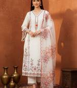 Women Floral Printed Regular Thread Work Kurta with Trousers & With Dupatta