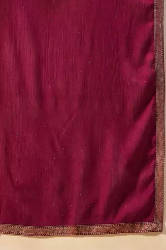 Floral Embroidered Straight Kurta With Trousers And Dupatta