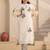 Floral Embroidered Mandarin Collar Pure Cotton A Line Kurta With Trousers