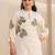Floral Embroidered Mandarin Collar Pure Cotton A Line Kurta With Trousers
