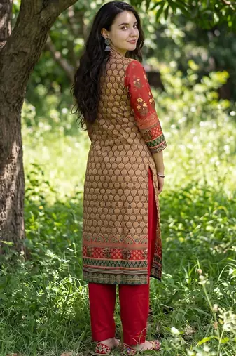 Women Ethnic Motifs Printed Regular Sequinned Pure Cotton Kurta with Trousers & With Dupatta